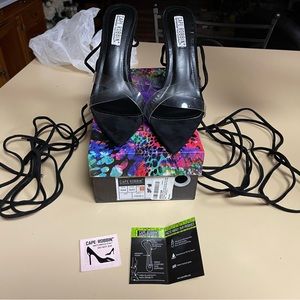 Cape Robbin black lace up high heels pointy toe size 11